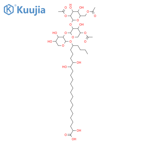 Hexacosanoic acid,22-[(O-2,6-di-O-acetyl-b-D-glucopyranosyl-(1&reg;2)-O-4-O-acetyl-b-D-xylopyranosyl-(1&reg;2)-b-D-xylopyranosyl)oxy]-2,17,18-trihydroxy-,(2S,17S,18S,22R)- structure