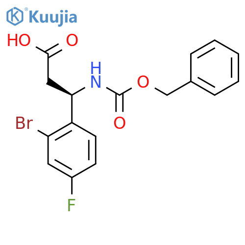 (3R)-3-{(benzyloxy)carbonylamino}-3-(2-bromo-4-fluorophenyl)propanoic acid structure
