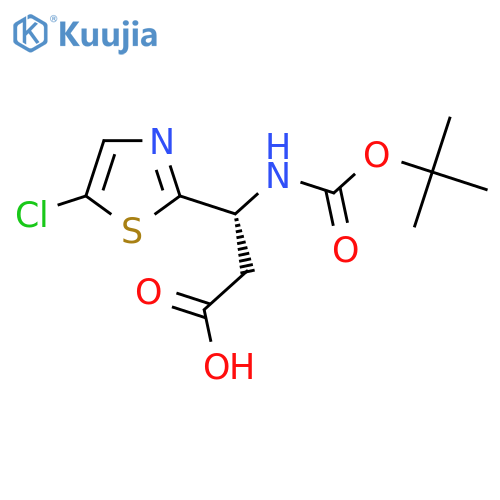 (3R)-3-{(tert-butoxy)carbonylamino}-3-(5-chloro-1,3-thiazol-2-yl)propanoic acid structure