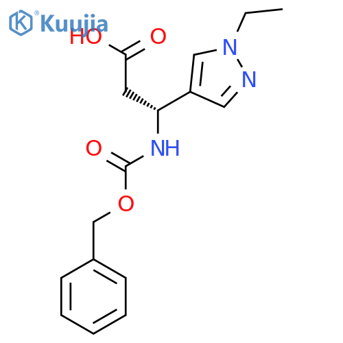 (3R)-3-{(benzyloxy)carbonylamino}-3-(1-ethyl-1H-pyrazol-4-yl)propanoic acid structure