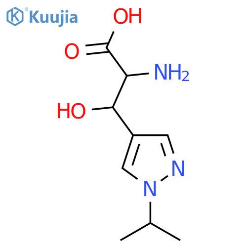 2-amino-3-hydroxy-3-1-(propan-2-yl)-1H-pyrazol-4-ylpropanoic acid structure