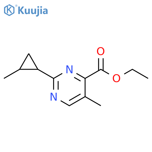 4-Pyrimidinecarboxylic acid, 5-methyl-2-(2-methylcyclopropyl)-, ethyl ester structure