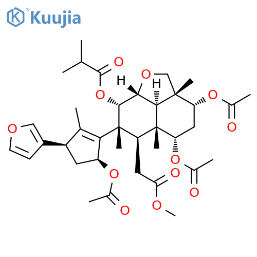 2H-Naphtho[1,8-bc]furan-6-acetic acid, 3,5-bis(acetyloxy)-7-[(3R,5S)-5-(acetyloxy)-3-(3-furanyl)-2-methyl-1-cyclopenten-1-yl]decahydro-2a,5a,7-trimethyl-8-(2-methyl-1-oxopropoxy)-, methyl ester, (2aR,3R,5S,5aR,6R,7R,8S,8aR,8bR)- structure