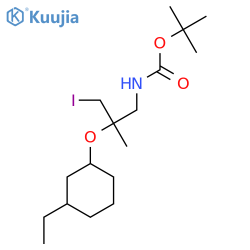 tert-butyl N-{2-(3-ethylcyclohexyl)oxy-3-iodo-2-methylpropyl}carbamate structure