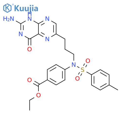 Benzoic acid,4-[[3-(2-amino-3,4-dihydro-4-oxo-6-pteridinyl)propyl][(4-methylphenyl)sulfonyl]amino]-,ethyl ester structure