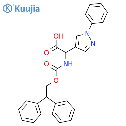 2-({(9H-fluoren-9-yl)methoxycarbonyl}amino)-2-(1-phenyl-1H-pyrazol-4-yl)acetic acid structure