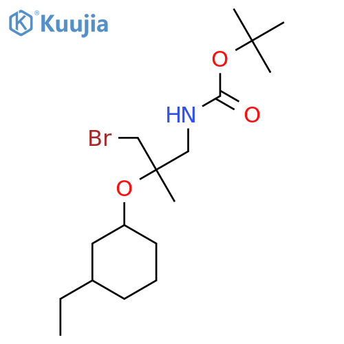 tert-butyl N-{3-bromo-2-(3-ethylcyclohexyl)oxy-2-methylpropyl}carbamate structure