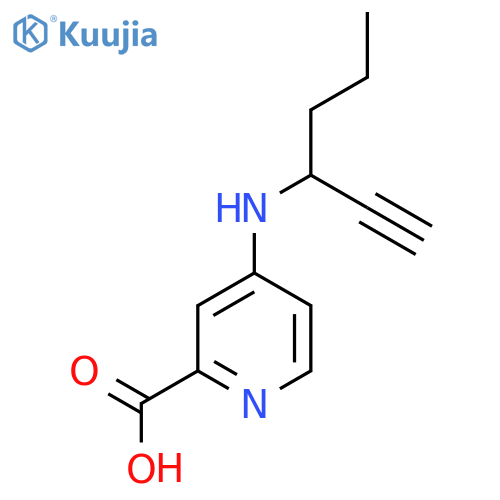 4-(hex-1-yn-3-yl)aminopyridine-2-carboxylic acid structure