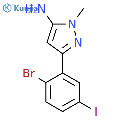 3-(2-bromo-5-iodophenyl)-1-methyl-1H-pyrazol-5-amine structure