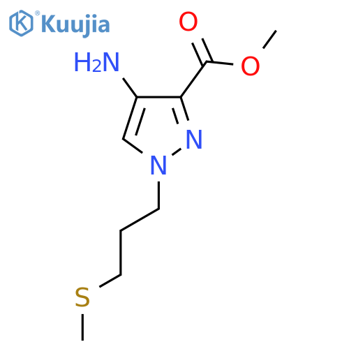 methyl 4-amino-1-3-(methylsulfanyl)propyl-1H-pyrazole-3-carboxylate structure