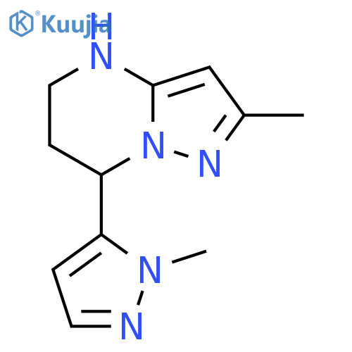 1-methyl-5-{2-methyl-4H,5H,6H,7H-pyrazolo1,5-apyrimidin-7-yl}-1H-pyrazole structure