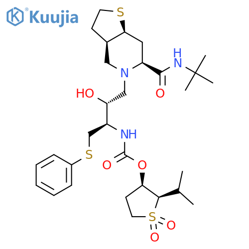 Carbamic acid,N-[(1R,2R)-3-[(3aR,6S,7aS)-6-[[(1,1-dimethylethyl)amino]carbonyl]hexahydrothieno[3,2-c]pyridin-5(4H)-yl]-2-hydroxy-1-[(phenylthio)methyl]propyl]-,(2R,3R)-tetrahydro-2-(1-methylethyl)-1,1-dioxido-3-thienyl ester structure