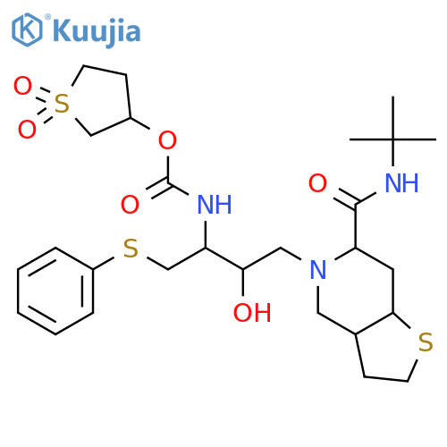 Carbamic acid,[3-[6-[[(1,1-dimethylethyl)amino]carbonyl]hexahydrothieno[3,2-c]pyridin-5(4H)-yl]-2-hydroxy-1-[(phenylthio)methyl]propyl]-,tetrahydro-1,1-dioxido-3-thienyl ester, [3aR-[3aa,5[1R*(R*),2R*],6b,7aa]]- (9CI) structure
