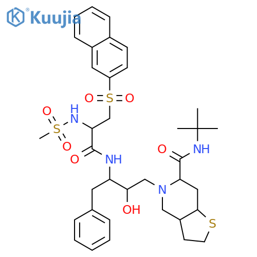 Thieno[3,2-c]pyridine-6-carboxamide,N-(1,1-dimethylethyl)octahydro-5-[2-hydroxy-3-[[2-[(methylsulfonyl)amino]-3-(2-naphthalenylsulfonyl)-1-oxopropyl]amino]-4-phenylbutyl]-,[3aR-[3aa,5[2R*,3S*(S*)],6b,7aa]]- (9CI) structure