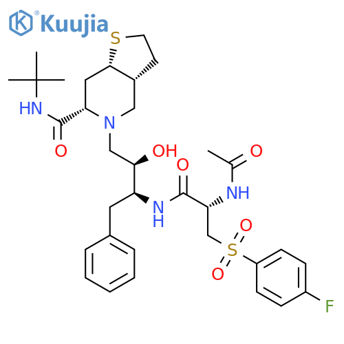 Thieno[3,2-c]pyridine-6-carboxamide,5-[3-[[2-(acetylamino)-3-[(4-fluorophenyl)sulfonyl]-1-oxopropyl]amino]-2-hydroxy-4-phenylbutyl]-N-(1,1-dimethylethyl)octahydro-,[3aR-[3aa,5[2R*,3S*(S*)],6b,7aa]]- (9CI) structure