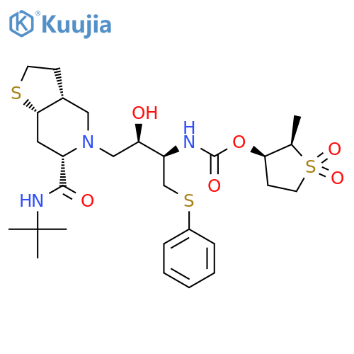Carbamic acid,[3-[6-[[(1,1-dimethylethyl)amino]carbonyl]hexahydrothieno[3,2-c]pyridin-5(4H)-yl]-2-hydroxy-1-[(phenylthio)methyl]propyl]-,tetrahydro-2-methyl-1,1-dioxido-3-thienyl ester, [3aR-[3aa,5[1R*(2R*,3R*),2R*],6b,7aa]]- (9CI) structure