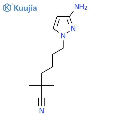 6-(3-amino-1H-pyrazol-1-yl)-2,2-dimethylhexanenitrile structure