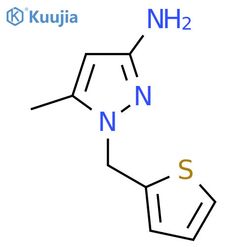 5-methyl-1-(thiophen-2-yl)methyl-1H-pyrazol-3-amine structure