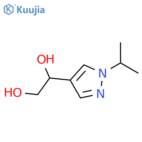 1-1-(propan-2-yl)-1H-pyrazol-4-ylethane-1,2-diol structure