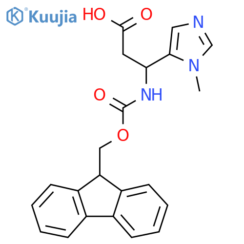 3-({(9H-fluoren-9-yl)methoxycarbonyl}amino)-3-(1-methyl-1H-imidazol-5-yl)propanoic acid structure