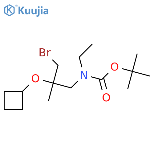 tert-butyl N-(3-bromo-2-cyclobutoxy-2-methylpropyl)-N-ethylcarbamate structure