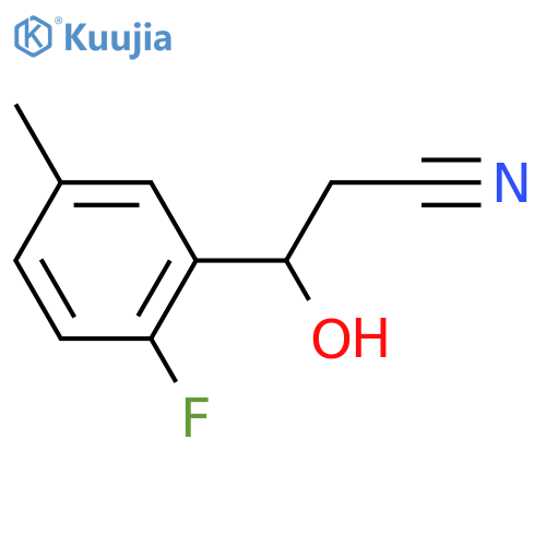 3-(2-fluoro-5-methylphenyl)-3-hydroxypropanenitrile structure