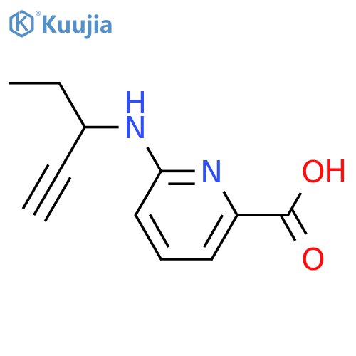 6-(pent-1-yn-3-yl)aminopyridine-2-carboxylic acid structure