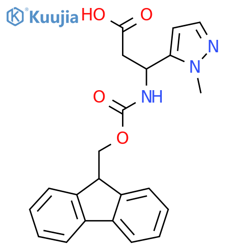 3-({(9H-fluoren-9-yl)methoxycarbonyl}amino)-3-(1-methyl-1H-pyrazol-5-yl)propanoic acid structure