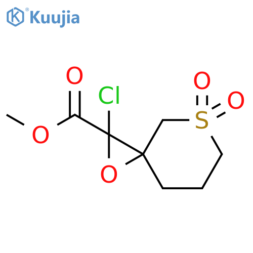 1-Oxa-5-thiaspiro[2.5]octane-2-carboxylic acid, 2-chloro-, methyl ester, 5,5-dioxide structure