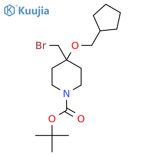 Tert-butyl 4-(bromomethyl)-4-(cyclopentylmethoxy)piperidine-1-carboxylate structure