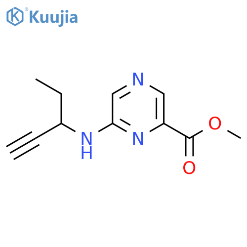 methyl 6-(pent-1-yn-3-yl)aminopyrazine-2-carboxylate structure