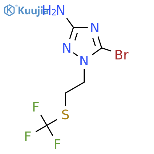 5-bromo-1-{2-(trifluoromethyl)sulfanylethyl}-1H-1,2,4-triazol-3-amine structure