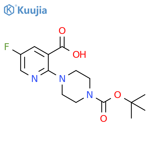 2-{4-(tert-butoxy)carbonylpiperazin-1-yl}-5-fluoropyridine-3-carboxylic acid structure