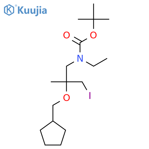 tert-butyl N-2-(cyclopentylmethoxy)-3-iodo-2-methylpropyl-N-ethylcarbamate structure