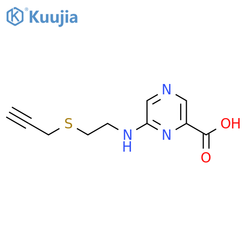 6-{2-(prop-2-yn-1-ylsulfanyl)ethylamino}pyrazine-2-carboxylic acid structure