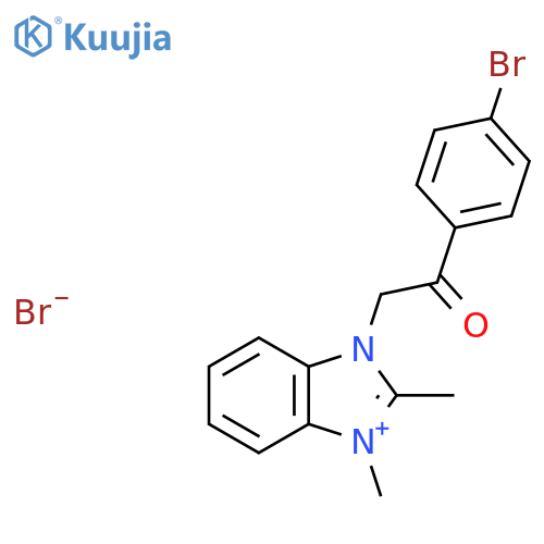 3-2-(4-bromophenyl)-2-oxoethyl-1,2-dimethyl-1H-1,3-benzodiazol-3-ium bromide structure