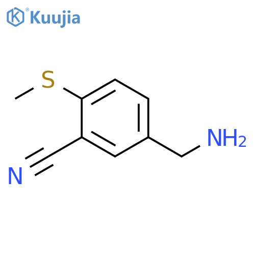 Benzonitrile, 5-(aminomethyl)-2-(methylthio)- structure