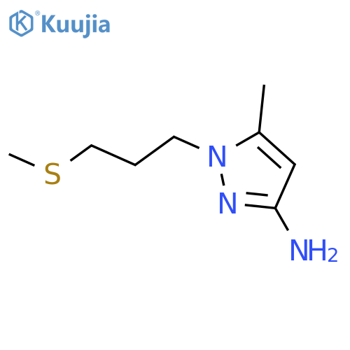 5-methyl-1-3-(methylsulfanyl)propyl-1H-pyrazol-3-amine structure