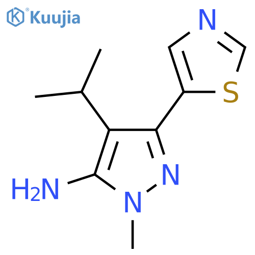 1-methyl-4-(propan-2-yl)-3-(1,3-thiazol-5-yl)-1H-pyrazol-5-amine structure