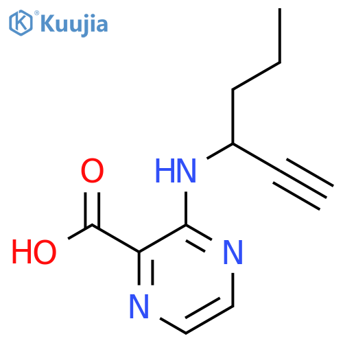 3-(hex-1-yn-3-yl)aminopyrazine-2-carboxylic acid structure