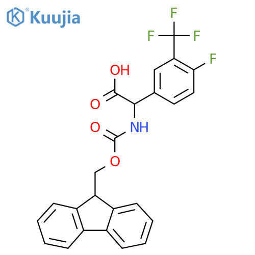 2-({[(9H-fluoren-9-yl)methoxy]carbonyl}amino)-2-[4-fluoro-3-(trifluoromethyl)phenyl]acetic acid structure