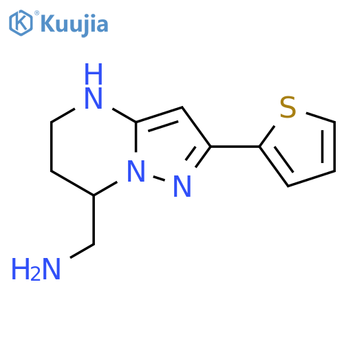 2-(thiophen-2-yl)-4H,5H,6H,7H-pyrazolo1,5-apyrimidin-7-ylmethanamine structure