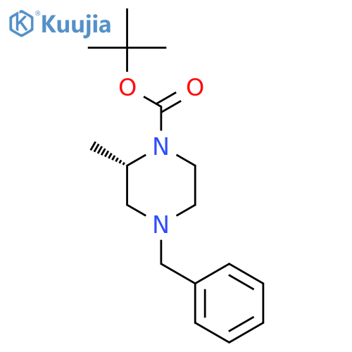 1-Piperazinecarboxylic acid, 2-methyl-4-(phenylmethyl)-,1,1-dimethylethyl ester, (2S)- structure