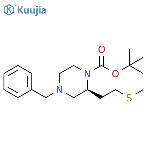 1-Piperazinecarboxylic acid, 2-[2-(methylthio)ethyl]-4-(phenylmethyl)-,1,1-dimethylethyl ester, (S)- structure