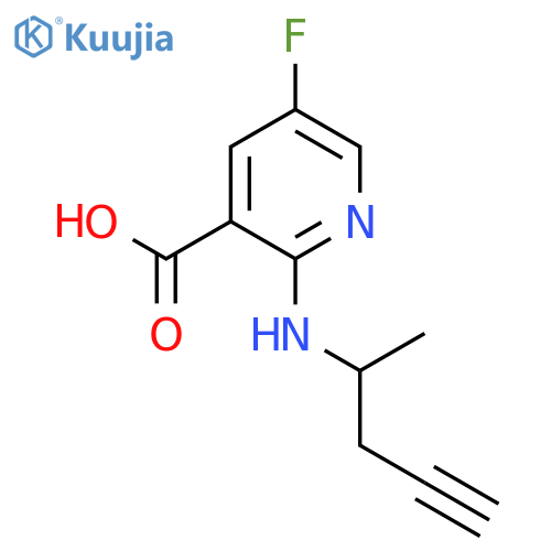 5-fluoro-2-(pent-4-yn-2-yl)aminopyridine-3-carboxylic acid structure