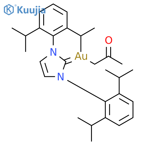 Gold, [1,3-bis[2,6-bis(1-methylethyl)phenyl]-1,3-dihydro-2H-imidazol-2-ylidene](2-oxopropyl)- structure