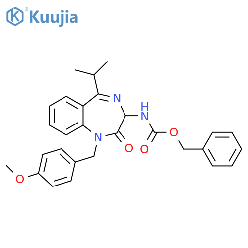 Carbamic acid, [2,3-dihydro-1-[(4-methoxyphenyl)methyl]-5-(1-methylethyl)-2-oxo-1H-1,4-benzodiazepin-3-yl]-, phenylmethyl ester (9CI) structure