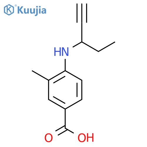 3-methyl-4-(pent-1-yn-3-yl)aminobenzoic acid structure