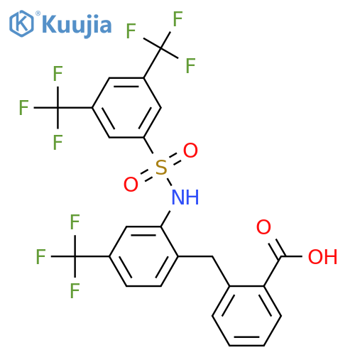 Benzoic acid,2-[[2-[[[3,5-bis(trifluoromethyl)phenyl]sulfonyl]amino]-4-(trifluoromethyl)phenyl]methyl]- structure