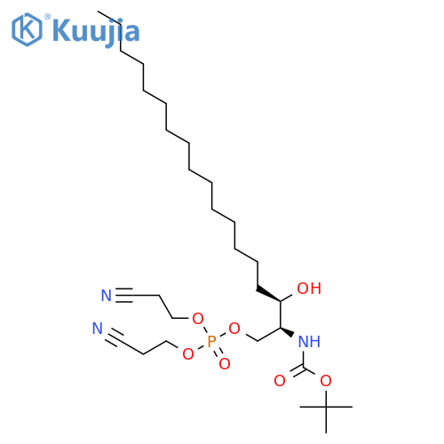 N-tert-Butyloxycarbonyl-D-erythro-dihydro-D-sphingosine-1-phosphate Dicyanoethyl Ester structure